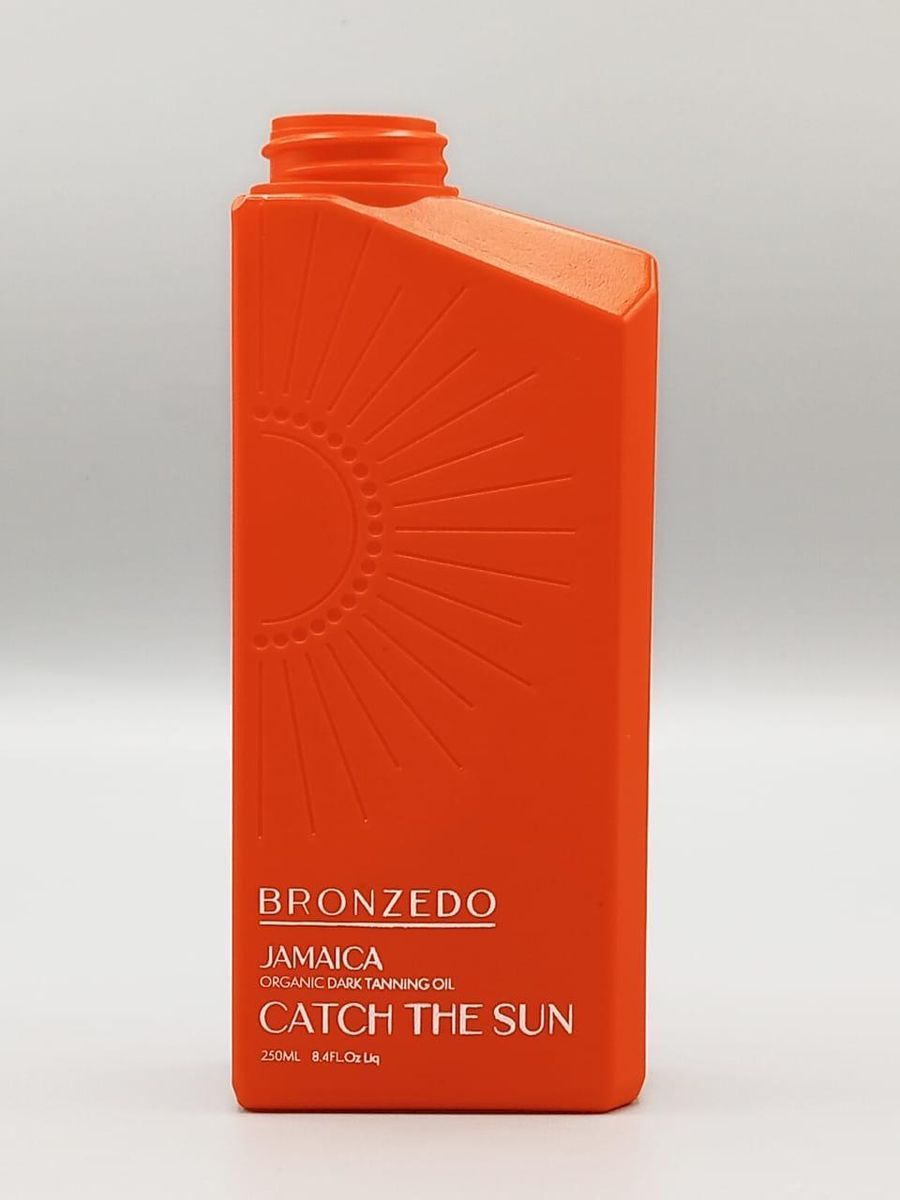 Bronzedo tanning oil, orange plastic bottle