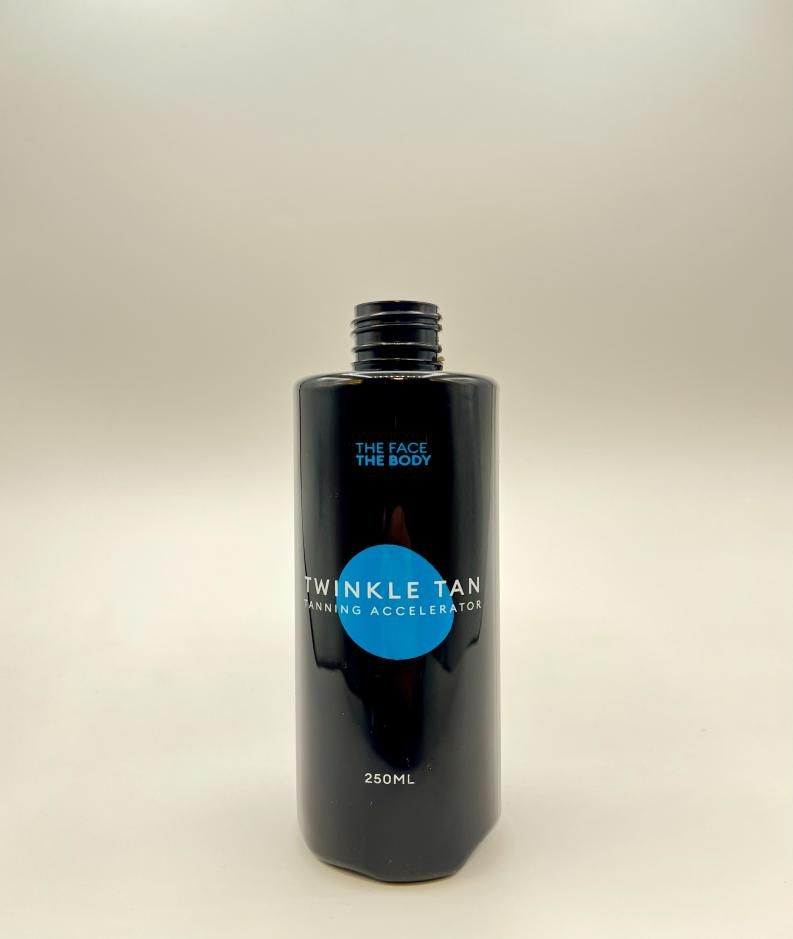 Twinkle Tan tanning accelerator, black plastic bottle